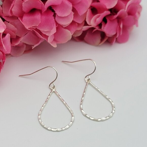Stering Silver 925 Wire Teardrop French Wire Dangle Earrings 1" Minimalist - Picture 1 of 5